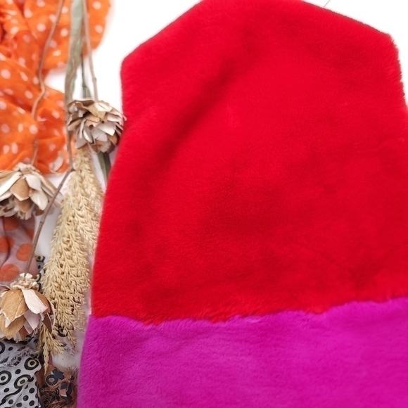 New Suncoo Super Super Soft Pink Red Fleece Faux Fur Color Block Vest Sz… - Picture 15 of 16